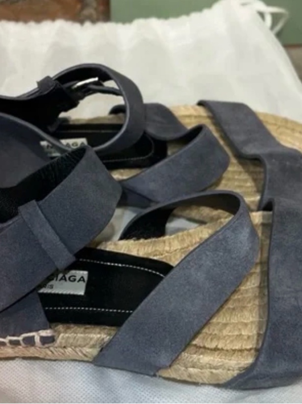 Balenciaga Slate Suede Espadrille Sandals